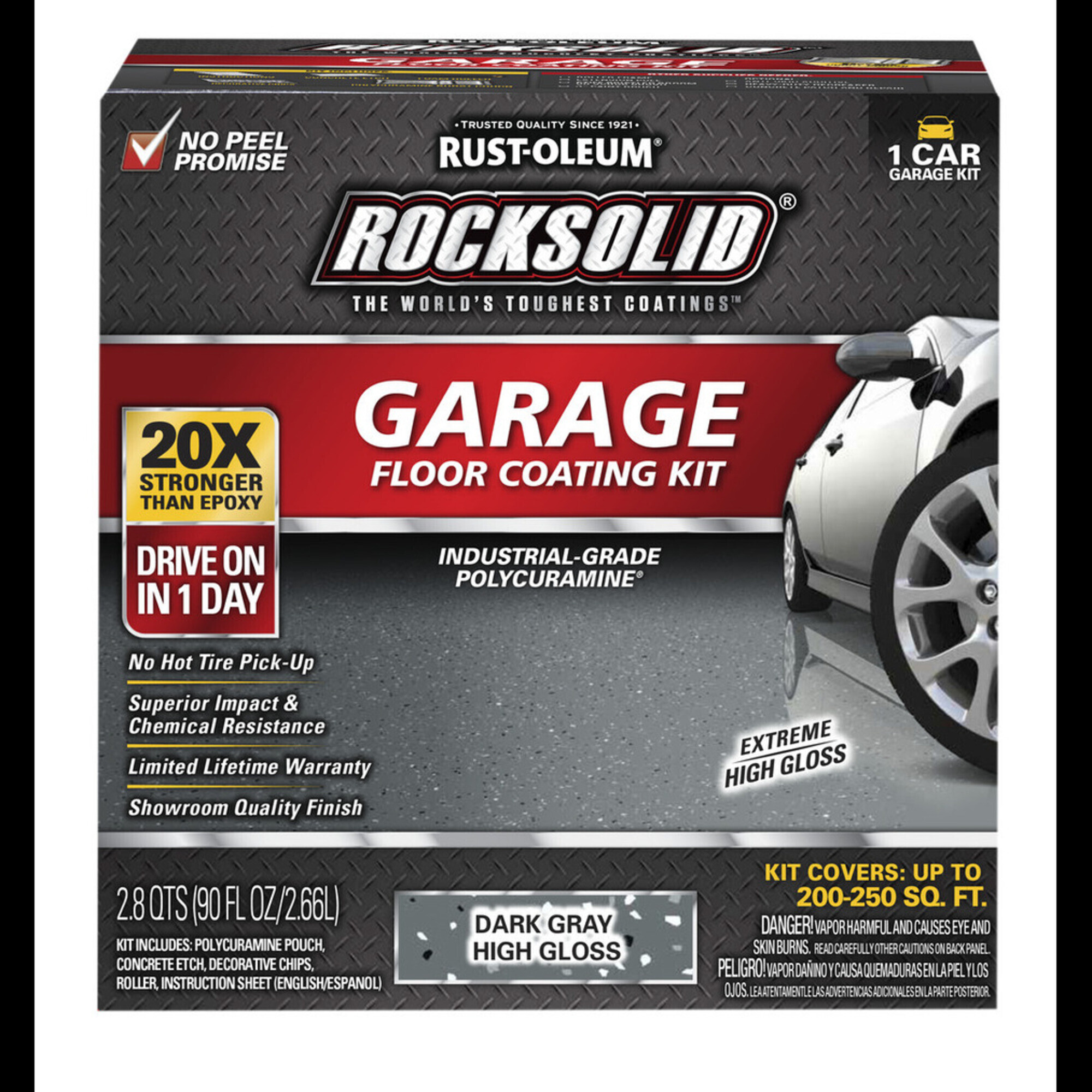 Rust-Oleum Polycuramine Garage Floor Coating Kit - 2.8 Quarts, Dark Gray, 1-Car Coverage, Model# 317286DS